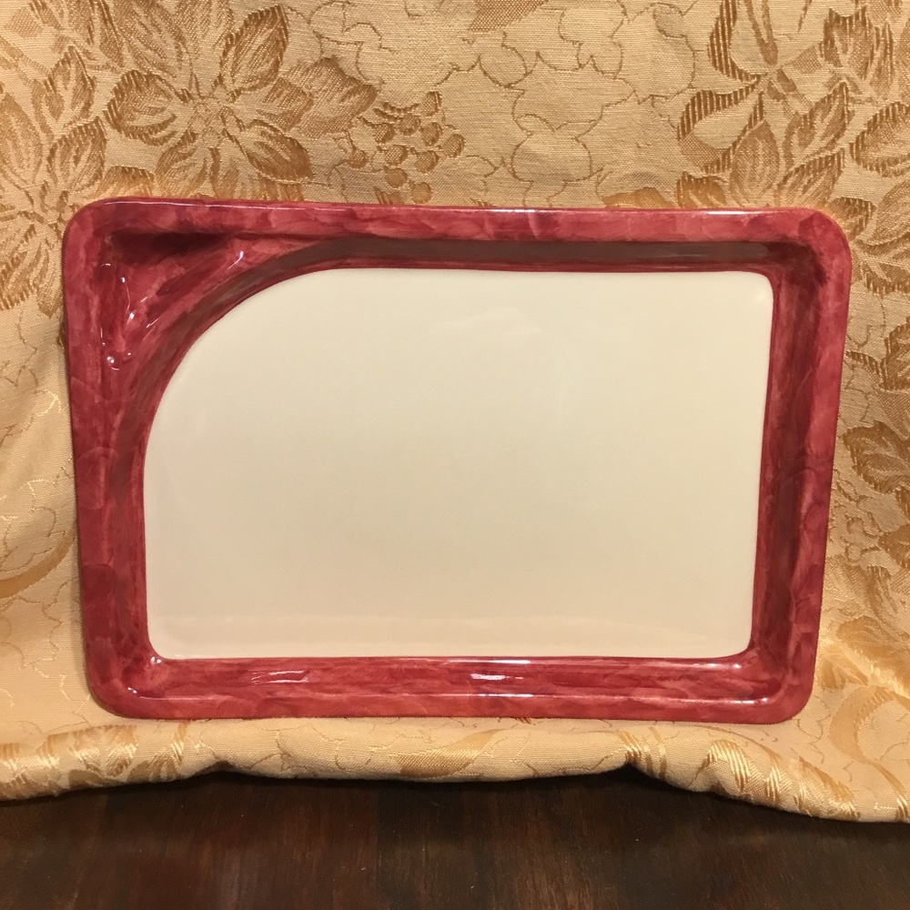 Shenango China ~ INCA WARE BYTEBOARD RARE SERVING PLATE RED & CREAM